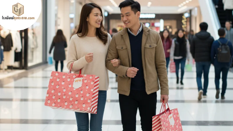 ออกแบบถุงกระดาษ พิมพ์ลายคริสต์มาส ถุงกระดาษพิมพ์โลโก้ สร้างบรรยากาศเทศกาล ออกแบบถุงกระดาษให้ทันสมัย