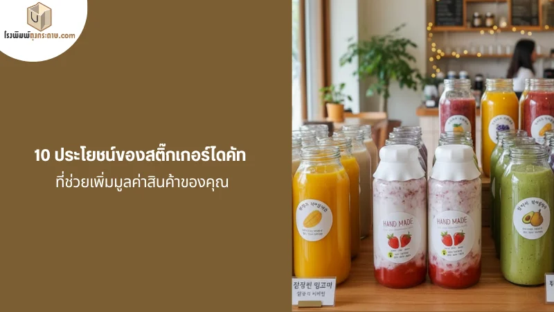 ประโยชน์ของสติ๊กเกอร์ไดคัท สำหรับเพิ่มมูลค่าสินค้า ขวดน้ำผลไม้พร้อมสติ๊กเกอร์ไดคัทโลโก้แบรนด์